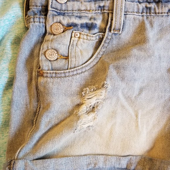 Lei Distressed Overall Jean Shorts JUNIORS Medium - Picture 2 of 12